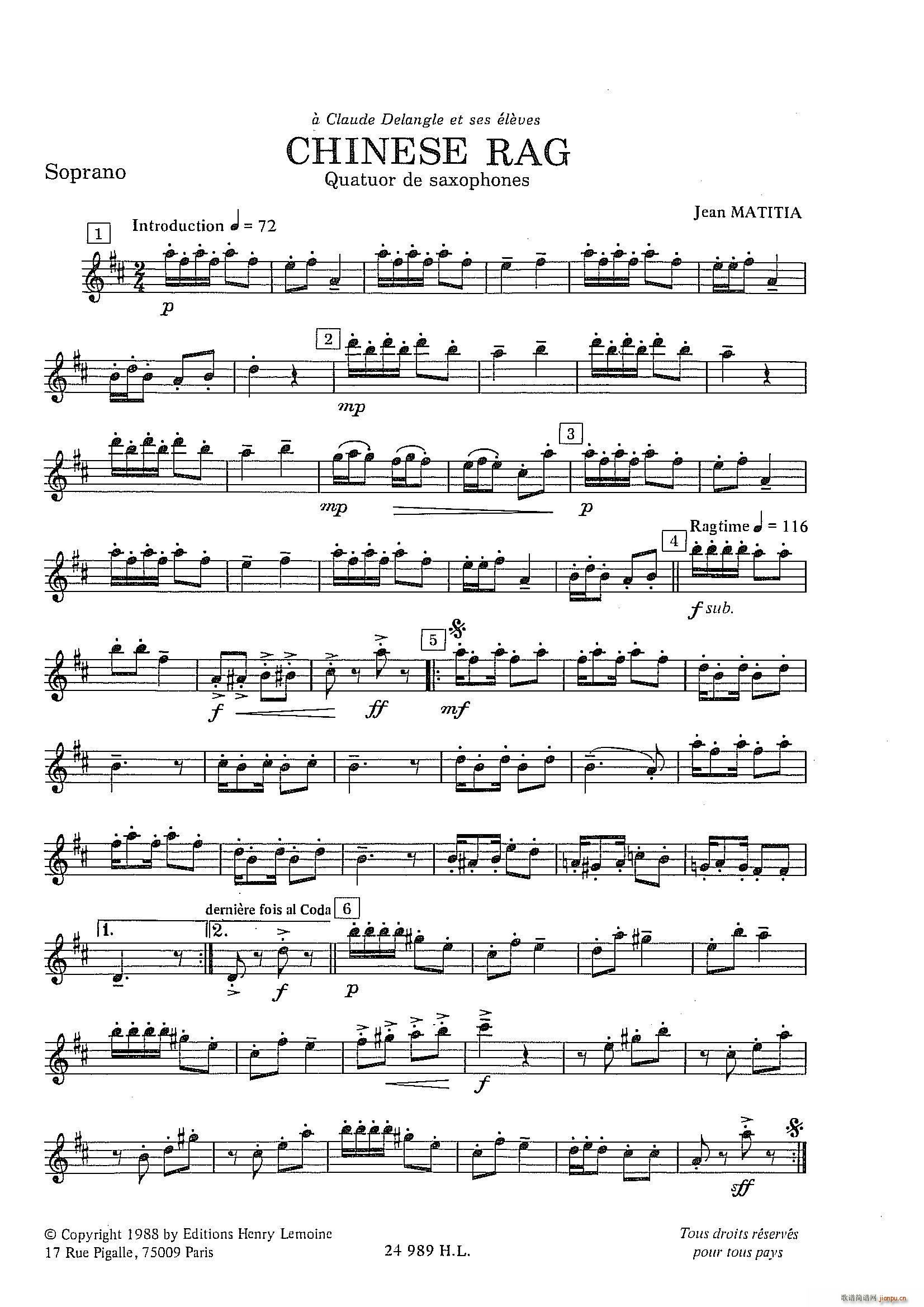 Chinese Rag 四重奏(总谱)1