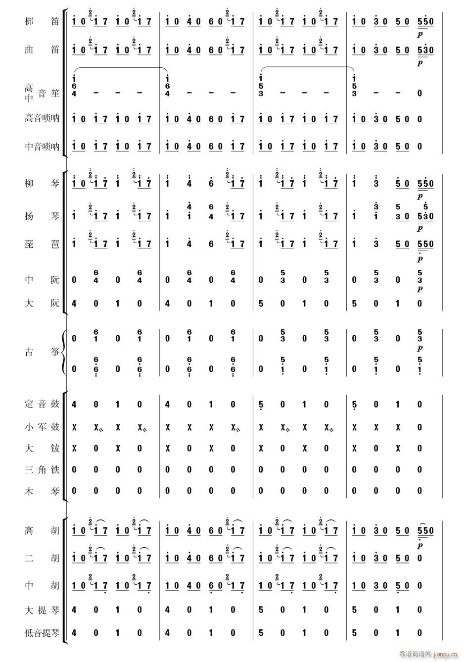 拉德斯基进行曲 民乐合奏 6(总谱)1