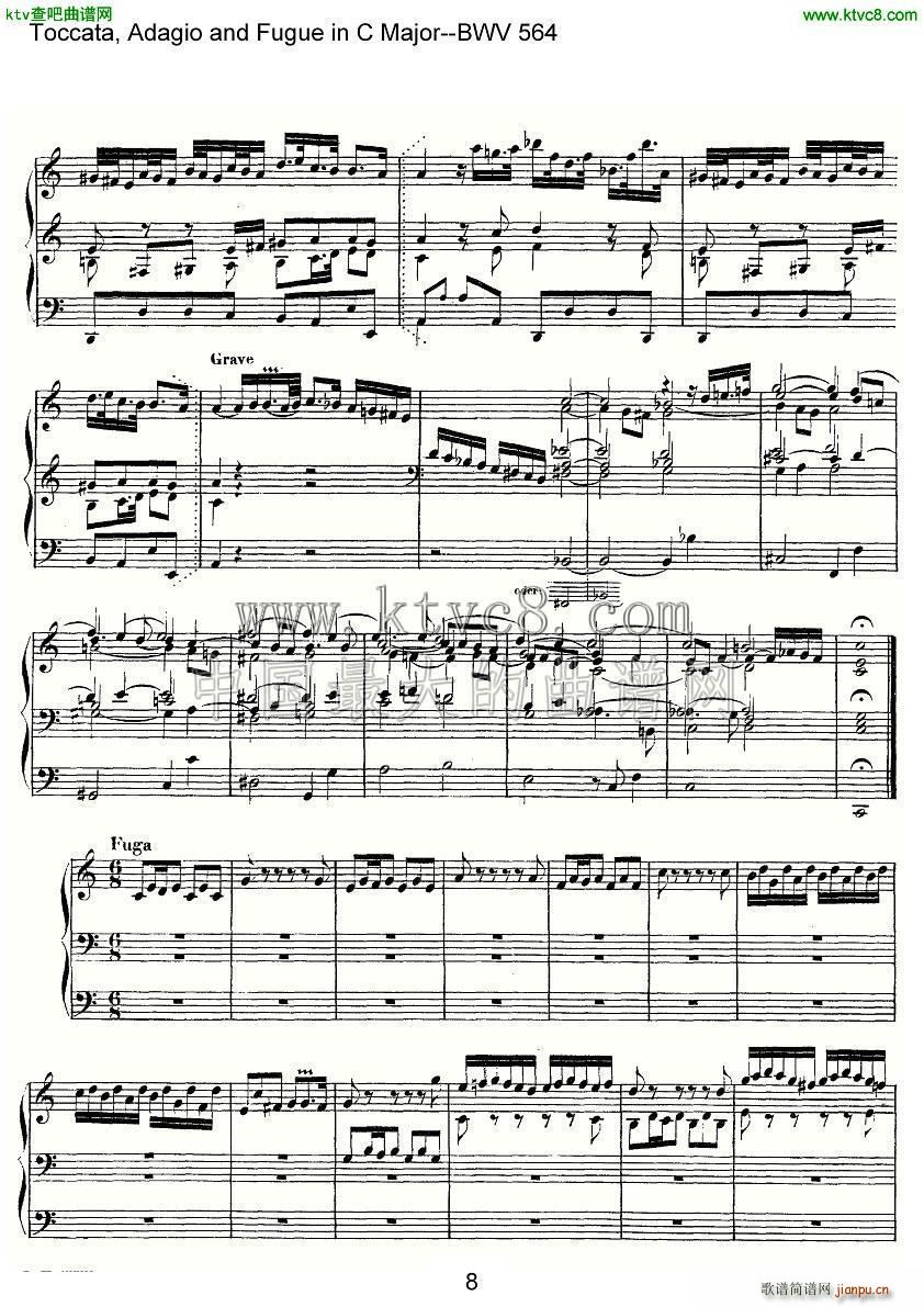 Toccata Adagio and Fugue in C Major BWV 564 管风琴谱(十字及以上)8