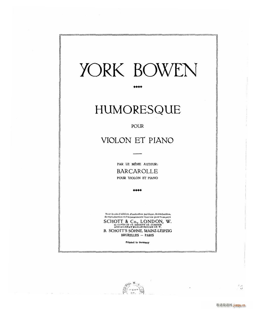 Bowen Humoresque for violin and piano(钢琴谱)17