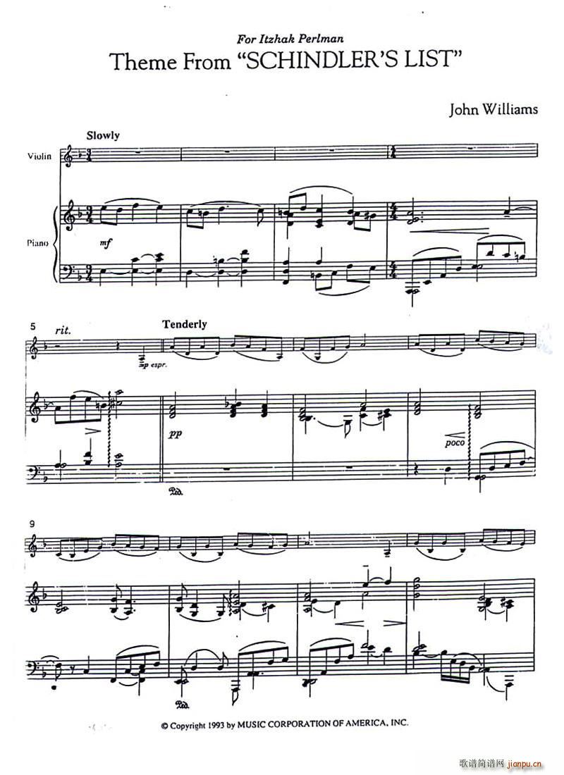 Theme From SCHINDLER S LIST 辛德勒的名单 主题曲 提琴(十字及以上)1