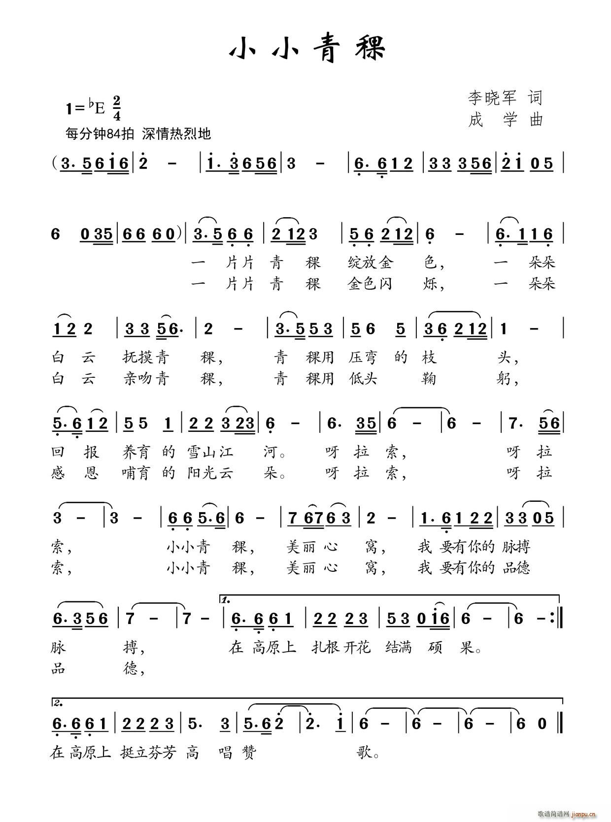 小小青稞(四字歌谱)1