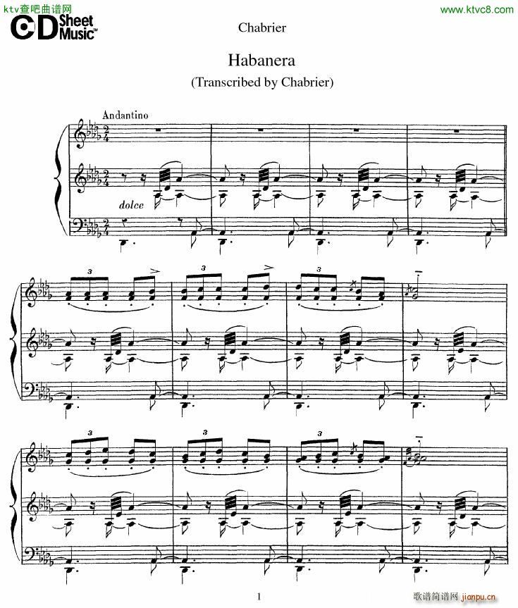 Chabrier Habanera(钢琴谱)1