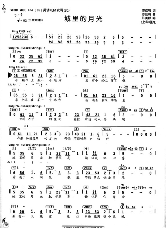 城里有月光(五字歌谱)1