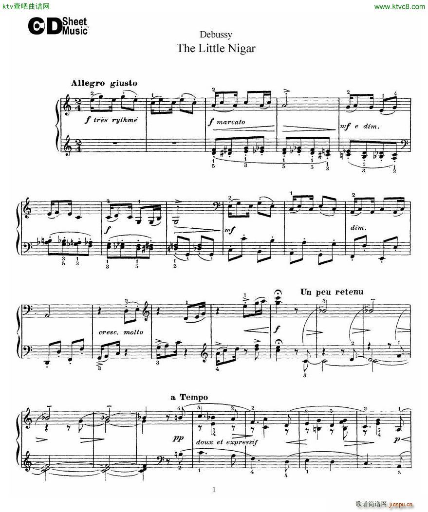 Debussy The Little Nigar(钢琴谱)1