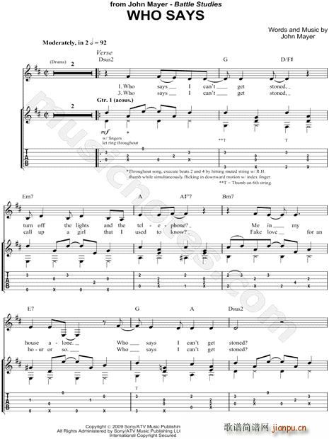 who says(吉他谱)1