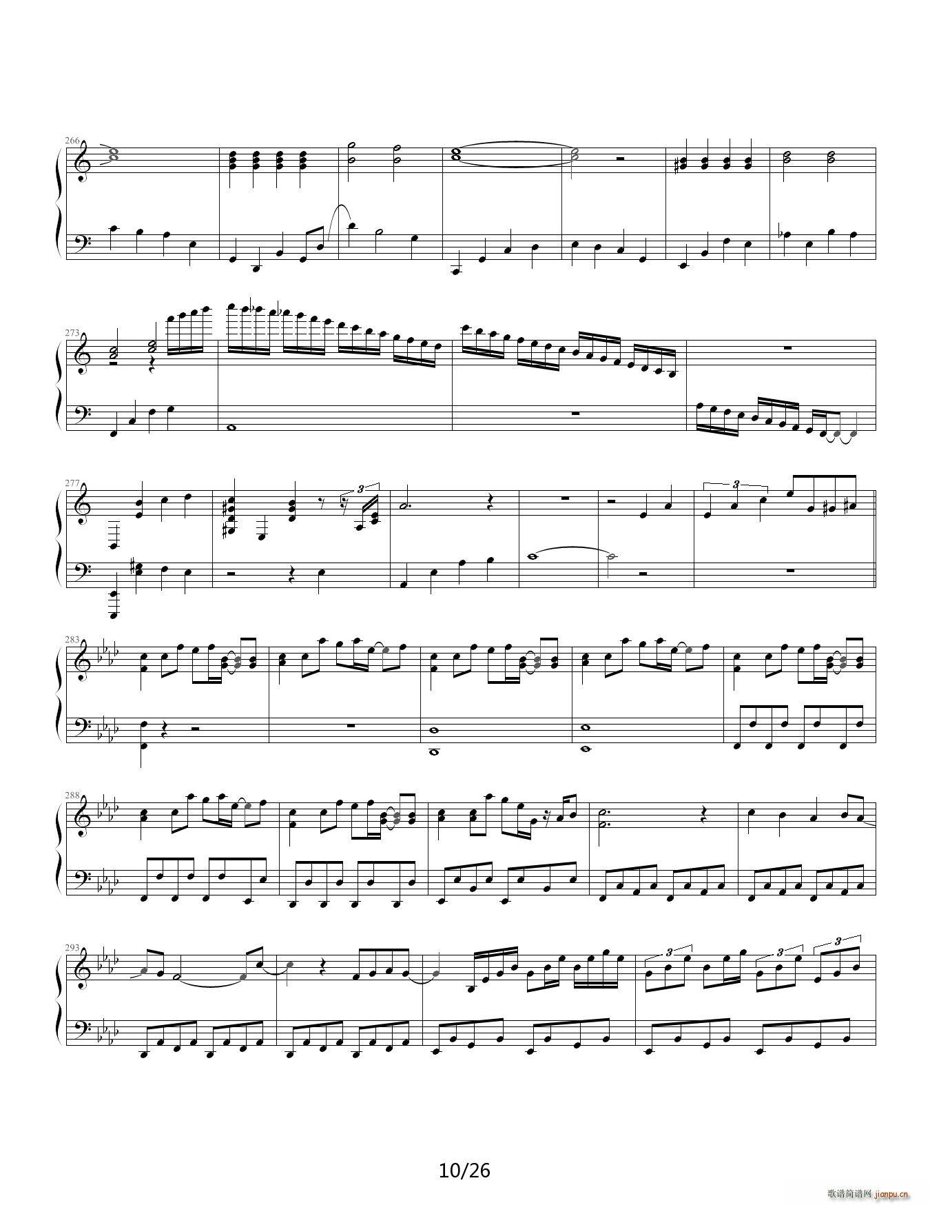 狂荬物w翔幻想 88IP酷使h 降A调(钢琴谱)10