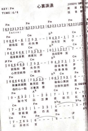 心里泪涌(四字歌谱)1