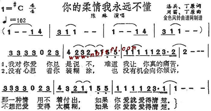 你的柔情我永远不懂(九字歌谱)1