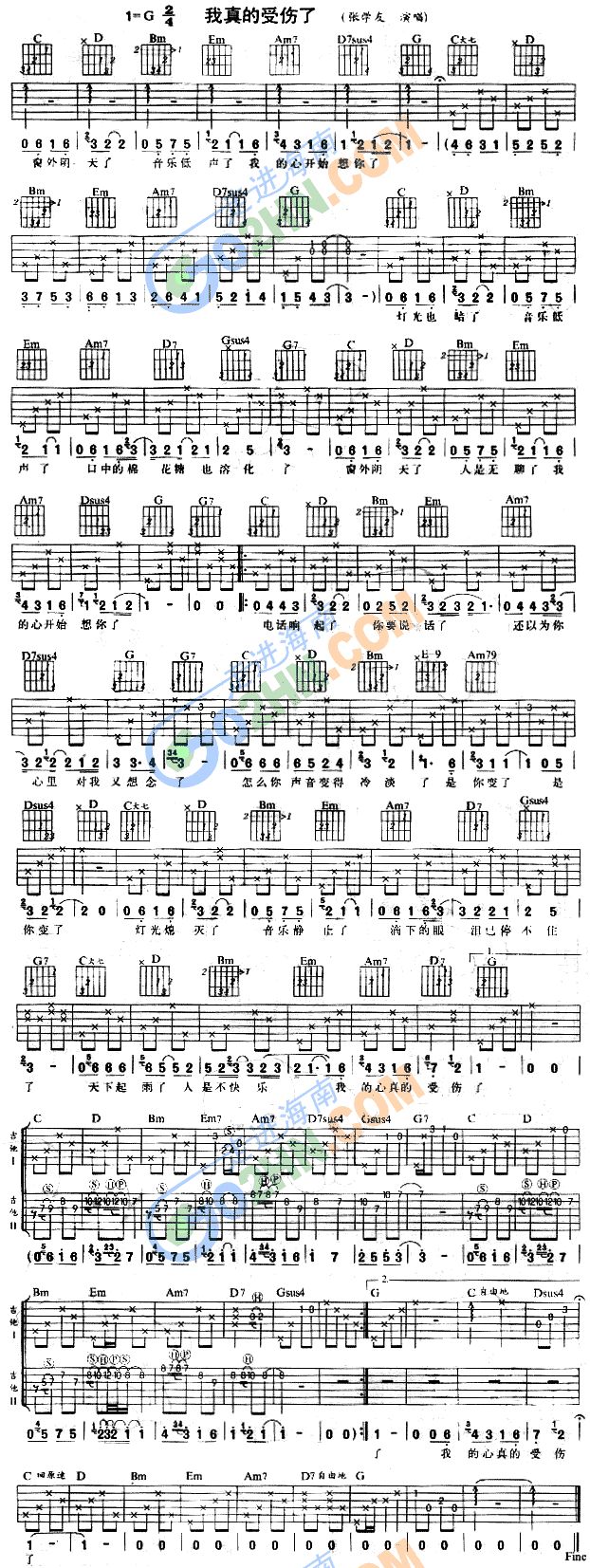 我真的受伤了(吉他谱)1
