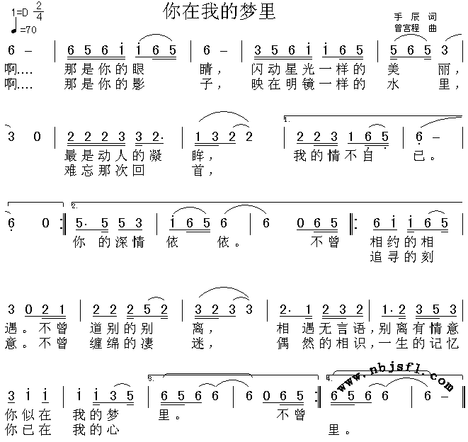 你在我的梦里(六字歌谱)1