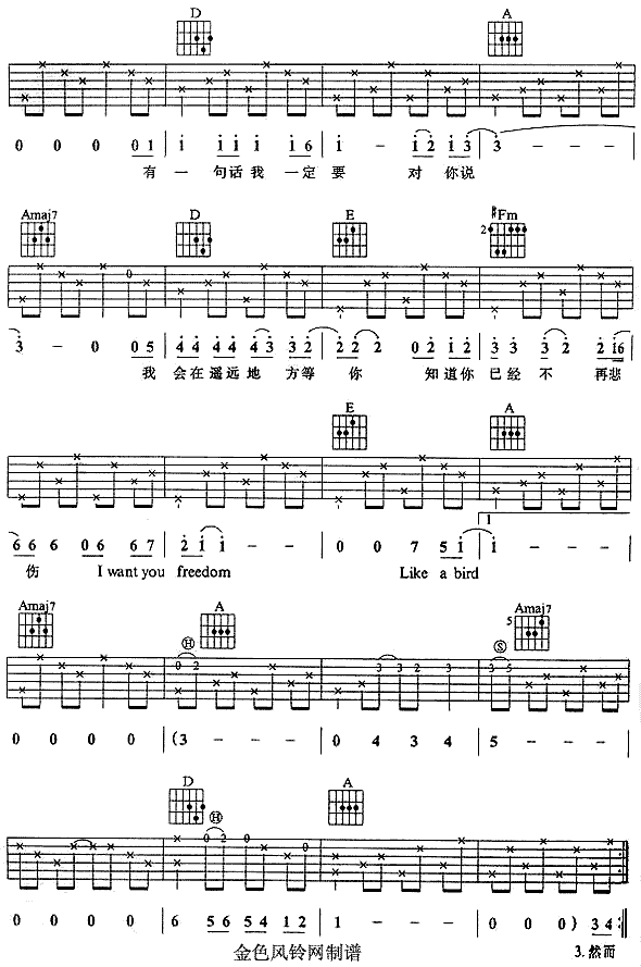 然而(吉他谱)3