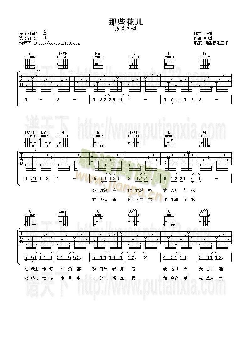 那些花儿(吉他谱)1