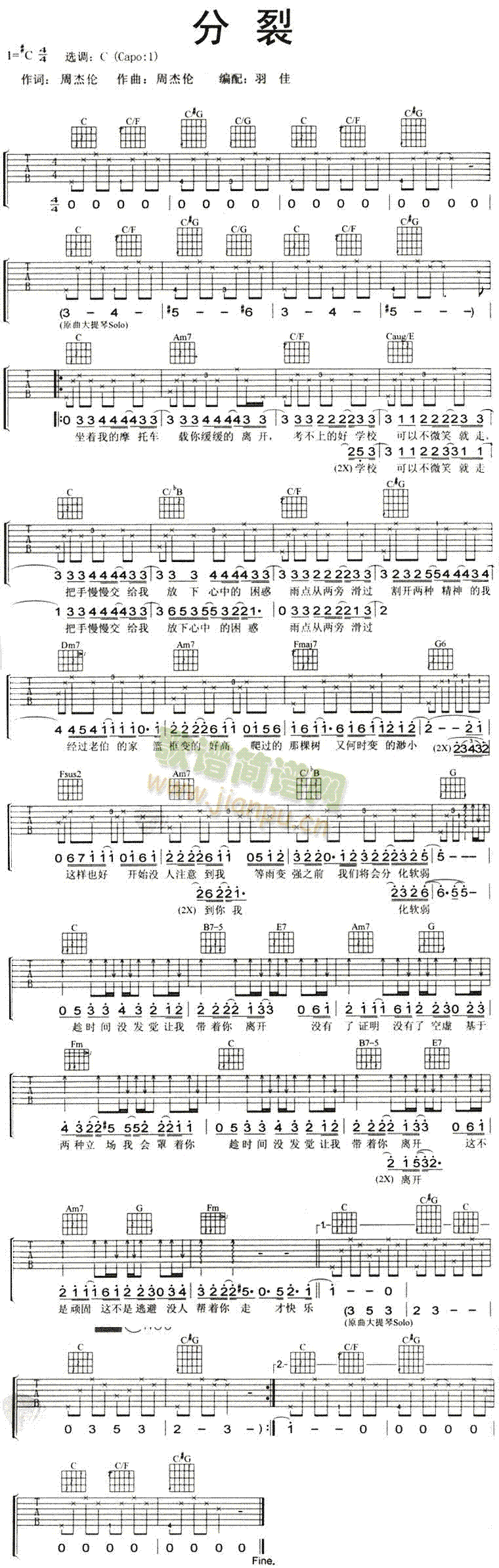 分裂(吉他谱)1