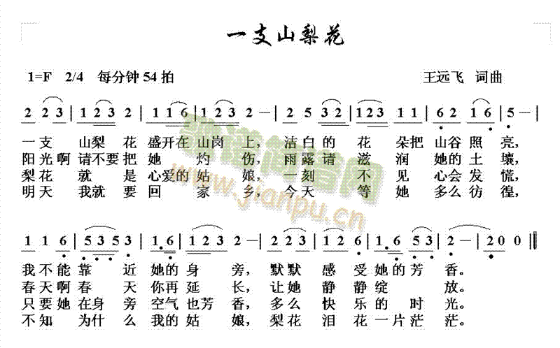 一支山梨花(五字歌谱)1