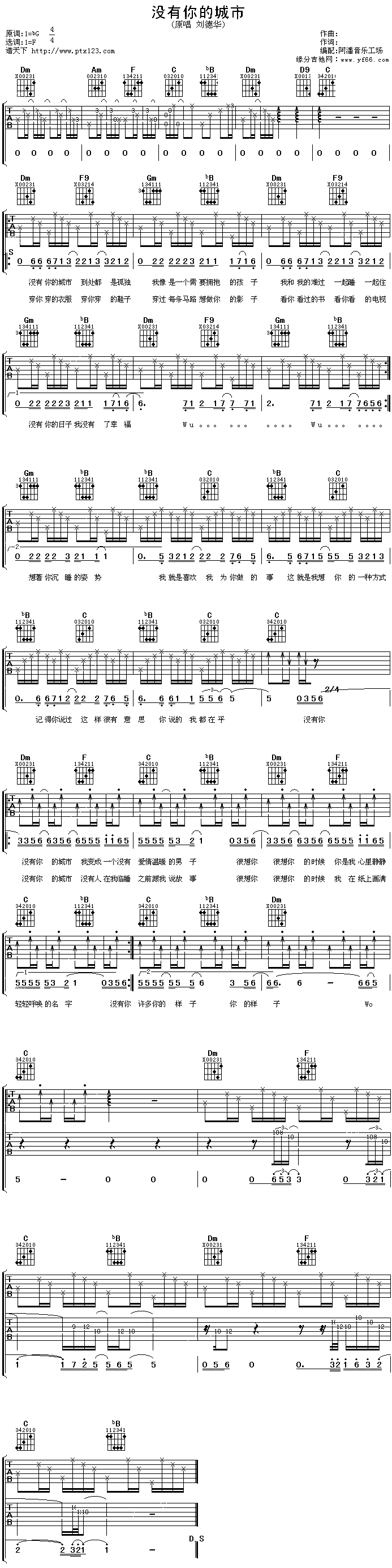 没有你的城市(吉他谱)1