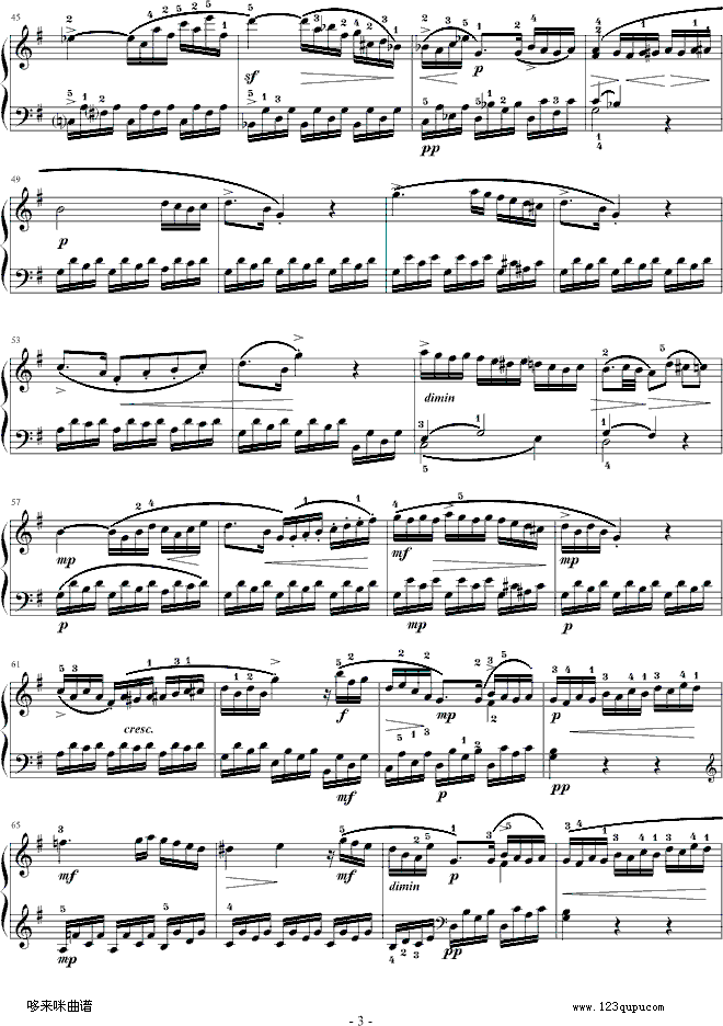 C大调第16钢琴奏鸣曲K.545第二乐章-莫扎特(钢琴谱)3