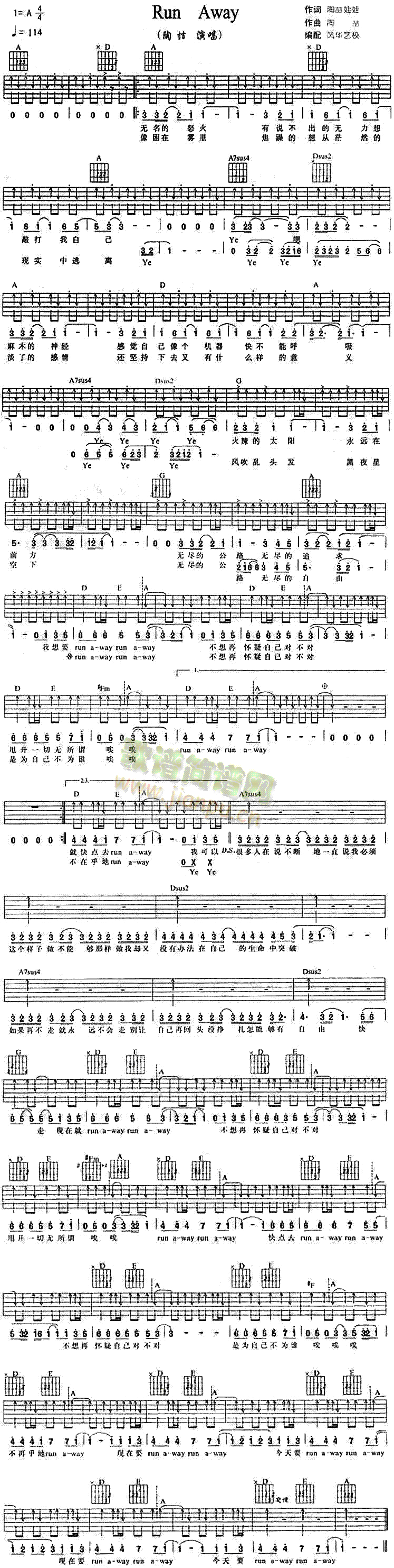 RunAway(吉他谱)1
