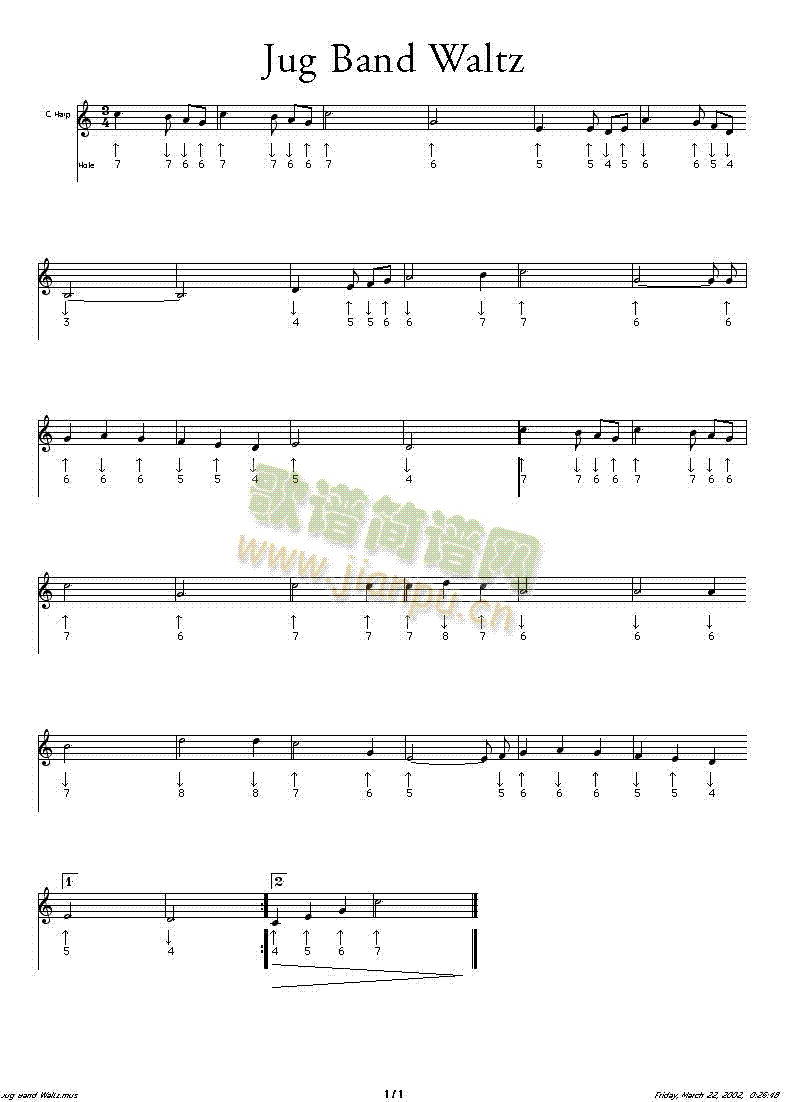 jugbandwaltz口琴谱(其他乐谱)1