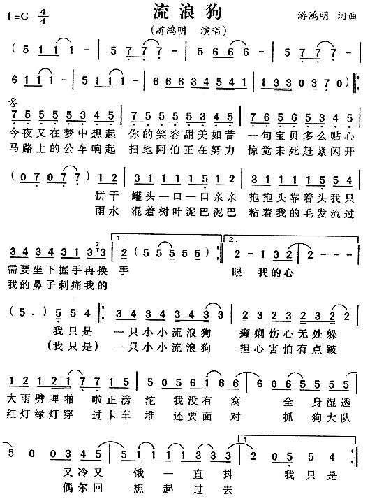 流浪狗(三字歌谱)1