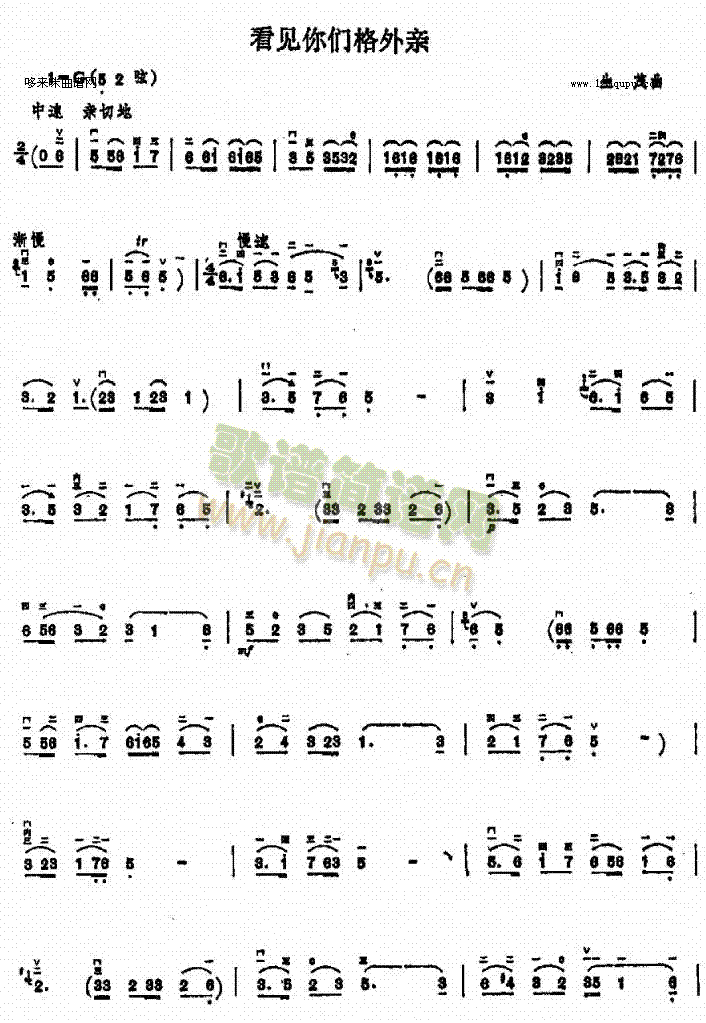 看见你们格外亲(二胡谱)1