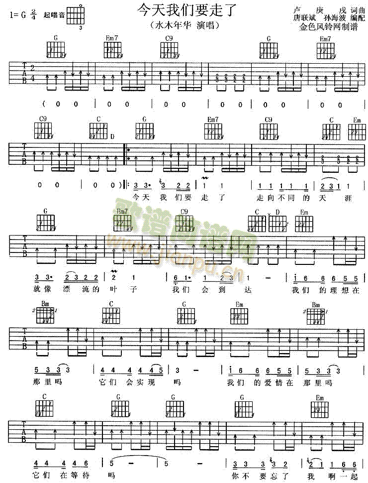 今天我们要走了(吉他谱)1