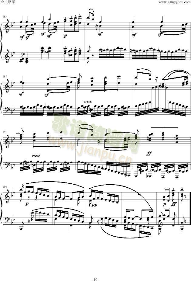 贝多芬降B大调奏鸣曲第四乐章(钢琴谱)10