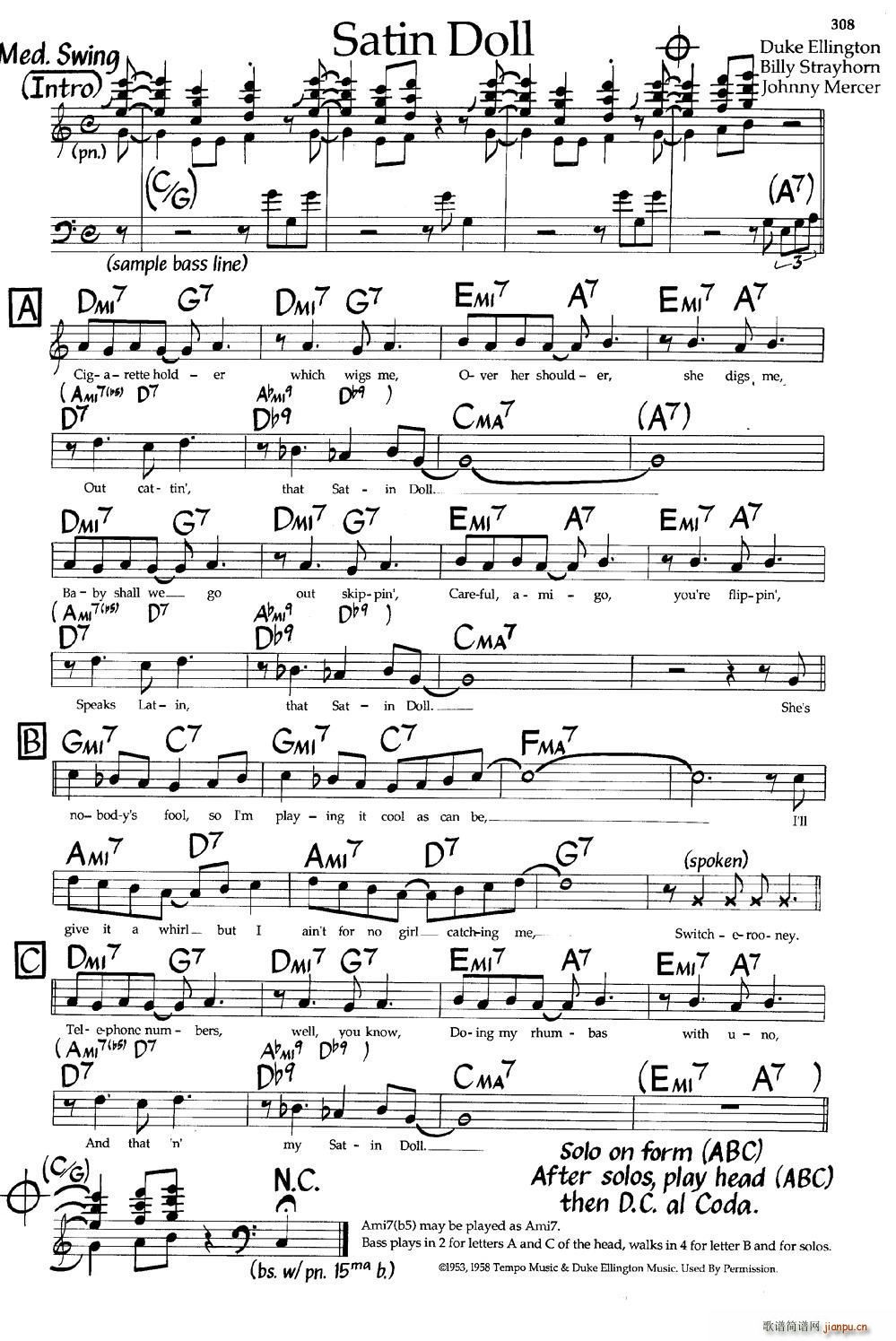 Satin Doll 爵士钢琴曲(钢琴谱)1