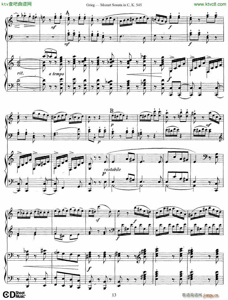 Grieg Mozart sonata KV545 2 pianos(钢琴谱)13