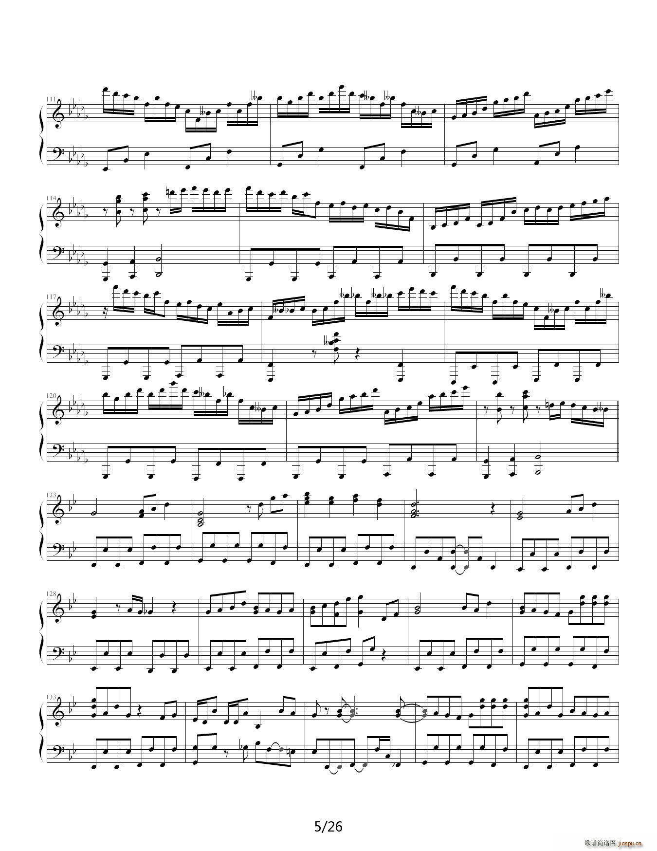 狂荬物w翔幻想 88IP酷使h 降A调(钢琴谱)5