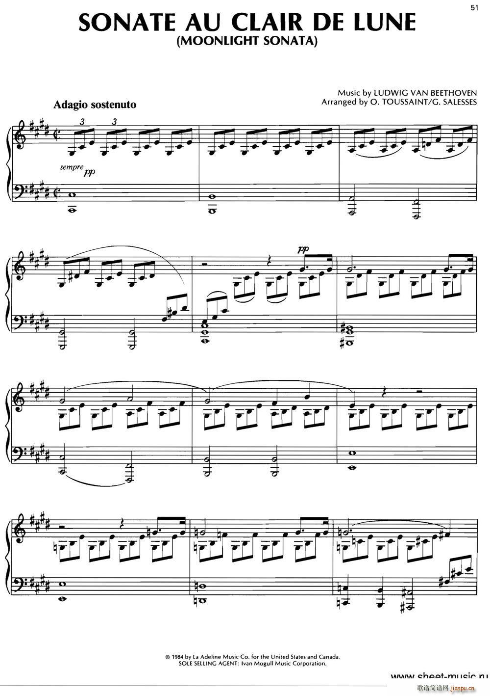 SONATE AU CLAIR DE LUNE MOONLIGHT SONATA(十字及以上)1