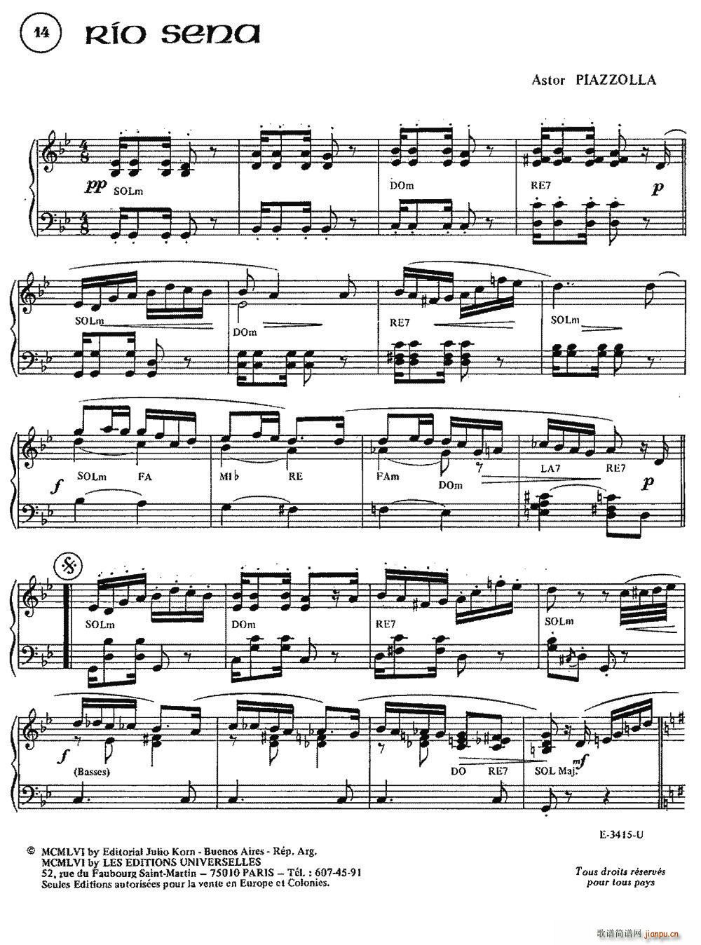 Piazzolla合集 14 Rio Sena(手风琴谱)1