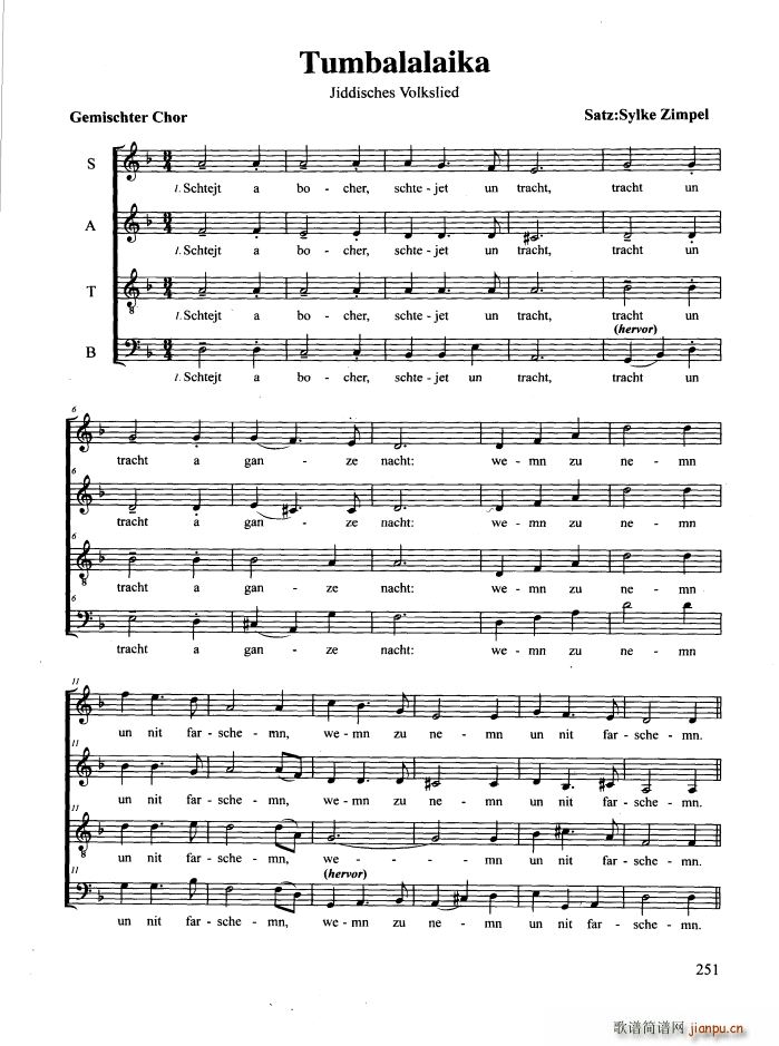 Tumbalalaika 合唱(合唱谱)1
