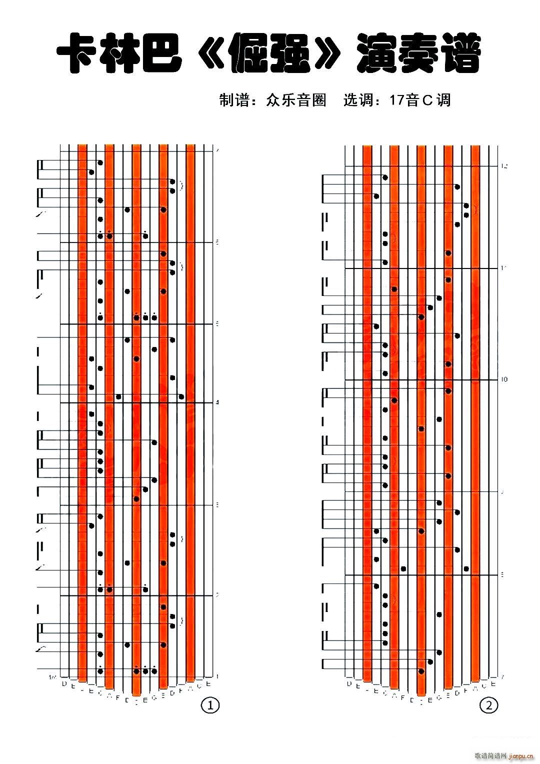 倔强 拇指琴卡林巴琴演奏谱(十字及以上)1