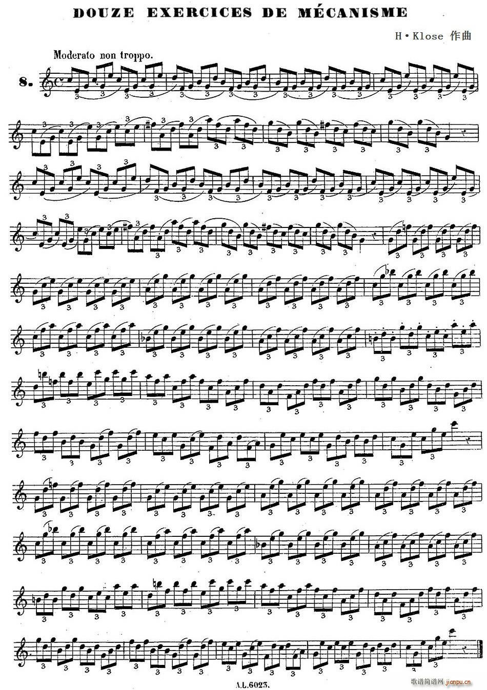 H Klose练习曲 douze exercices de mecanisme 8(十字及以上)1