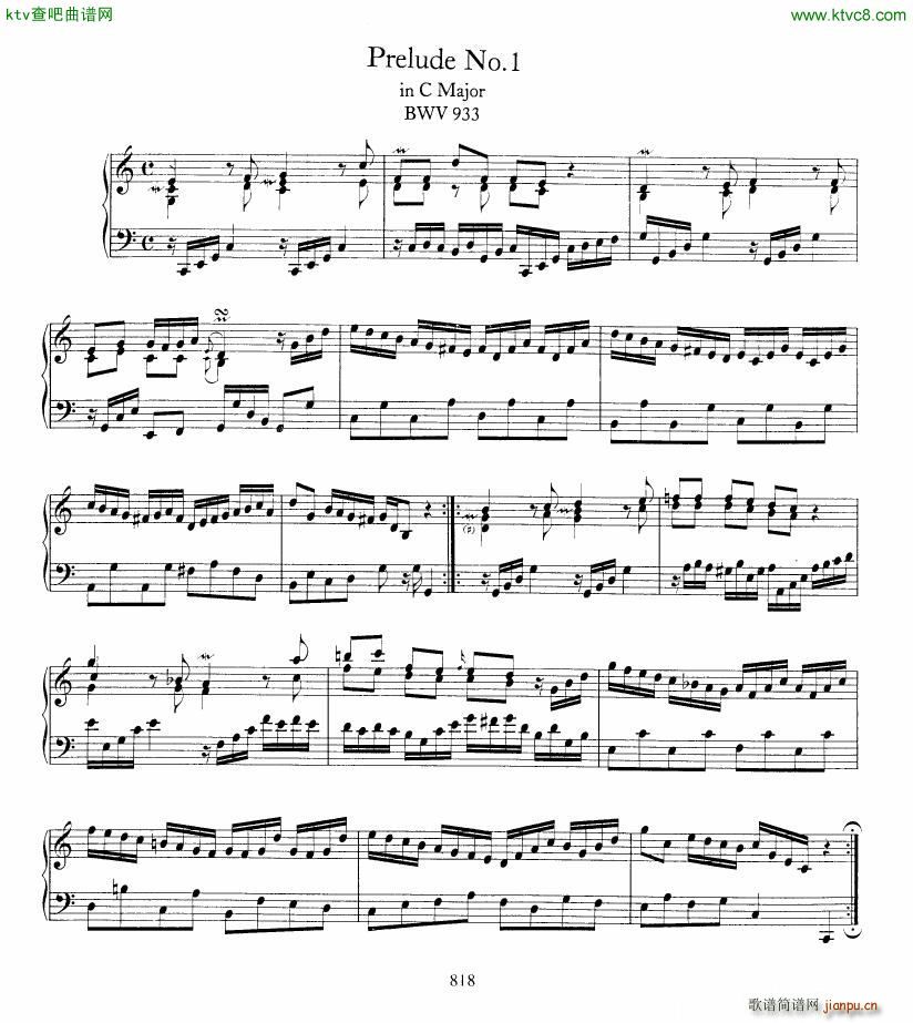 Bach JS BWV 933 938 6 Preludes(钢琴谱)1