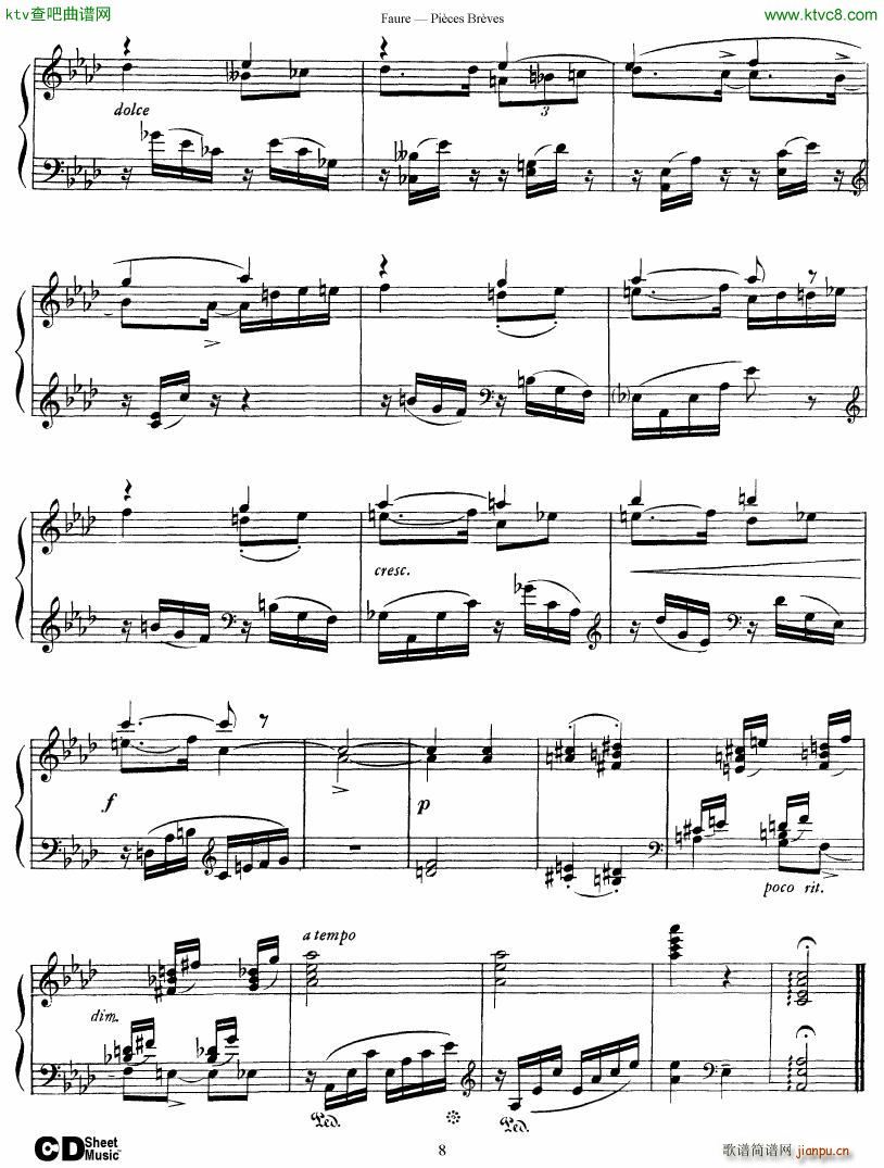 Faure 8 Pieces Breves Op 84(钢琴谱)8