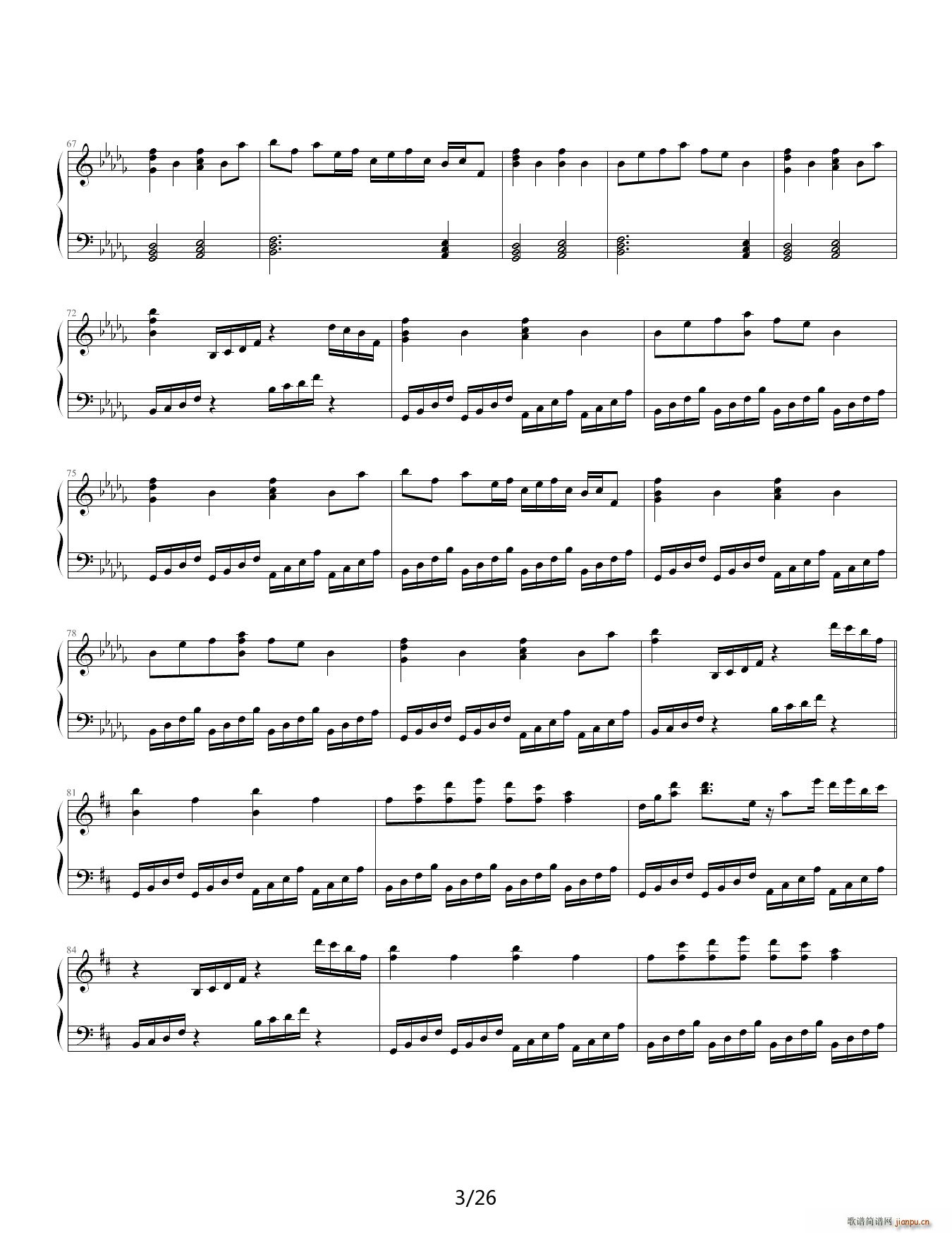 狂荬物w翔幻想 88IP酷使h 降A调(钢琴谱)3