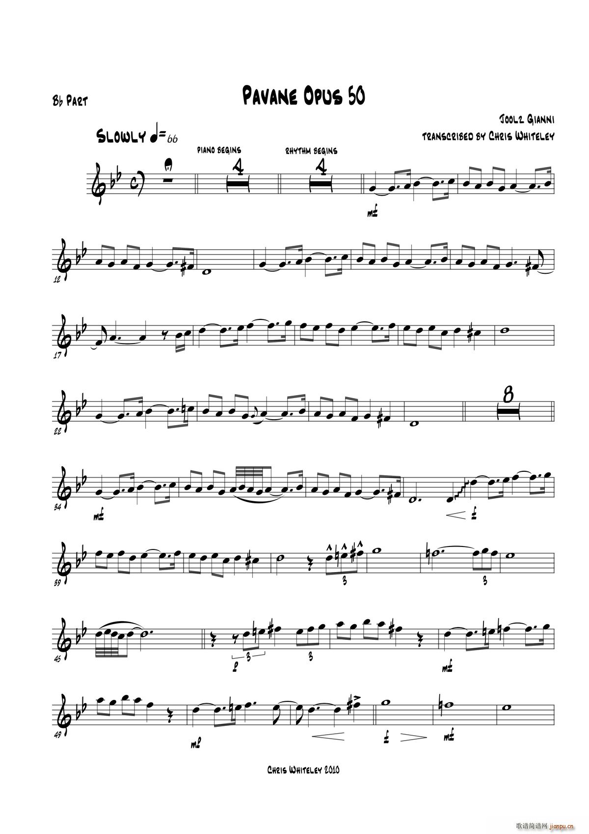 Pavane Opus 50 bB Part(十字及以上)1