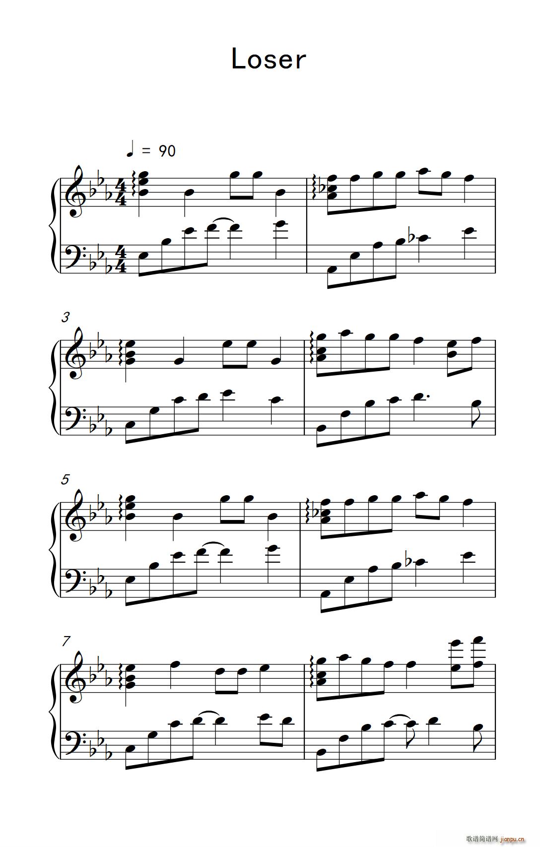 Loser(五字歌谱)1