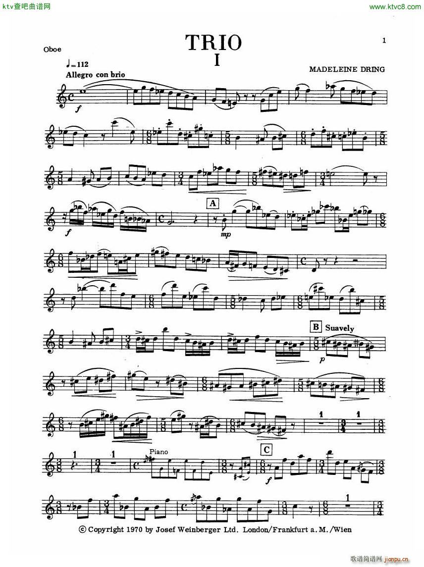 Madeleine Dring Trio For Flute Oboe And Piano(钢琴谱)6