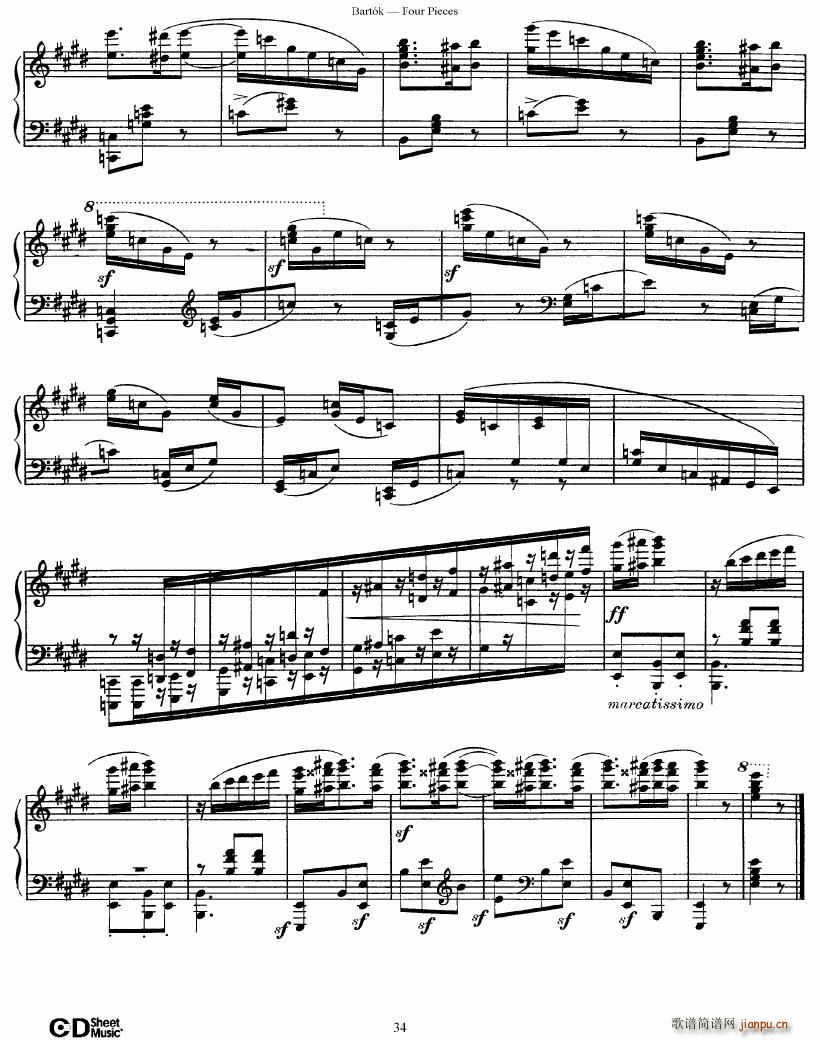 Bartok DD 71 Four Piano Pieces(钢琴谱)34