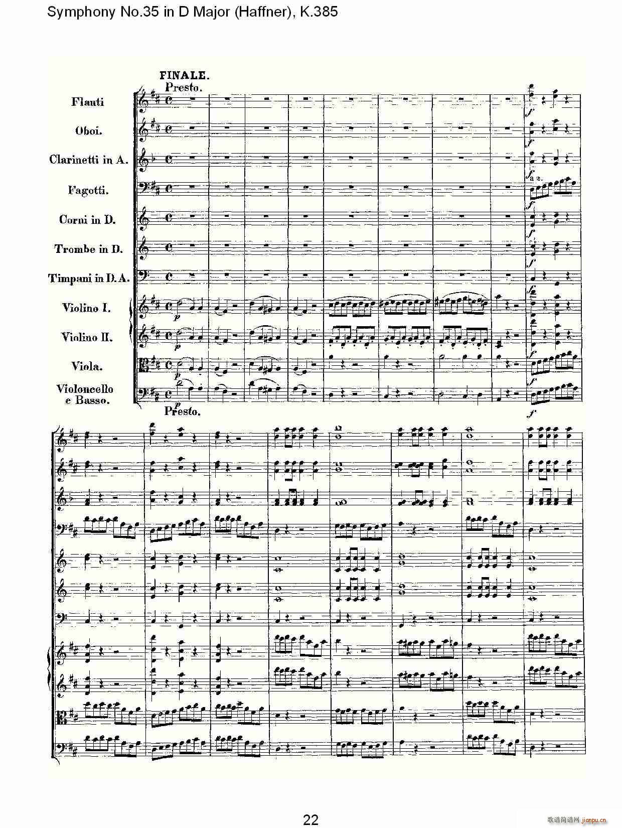 Symphony No.35 in D Major, K.385(十字及以上)22