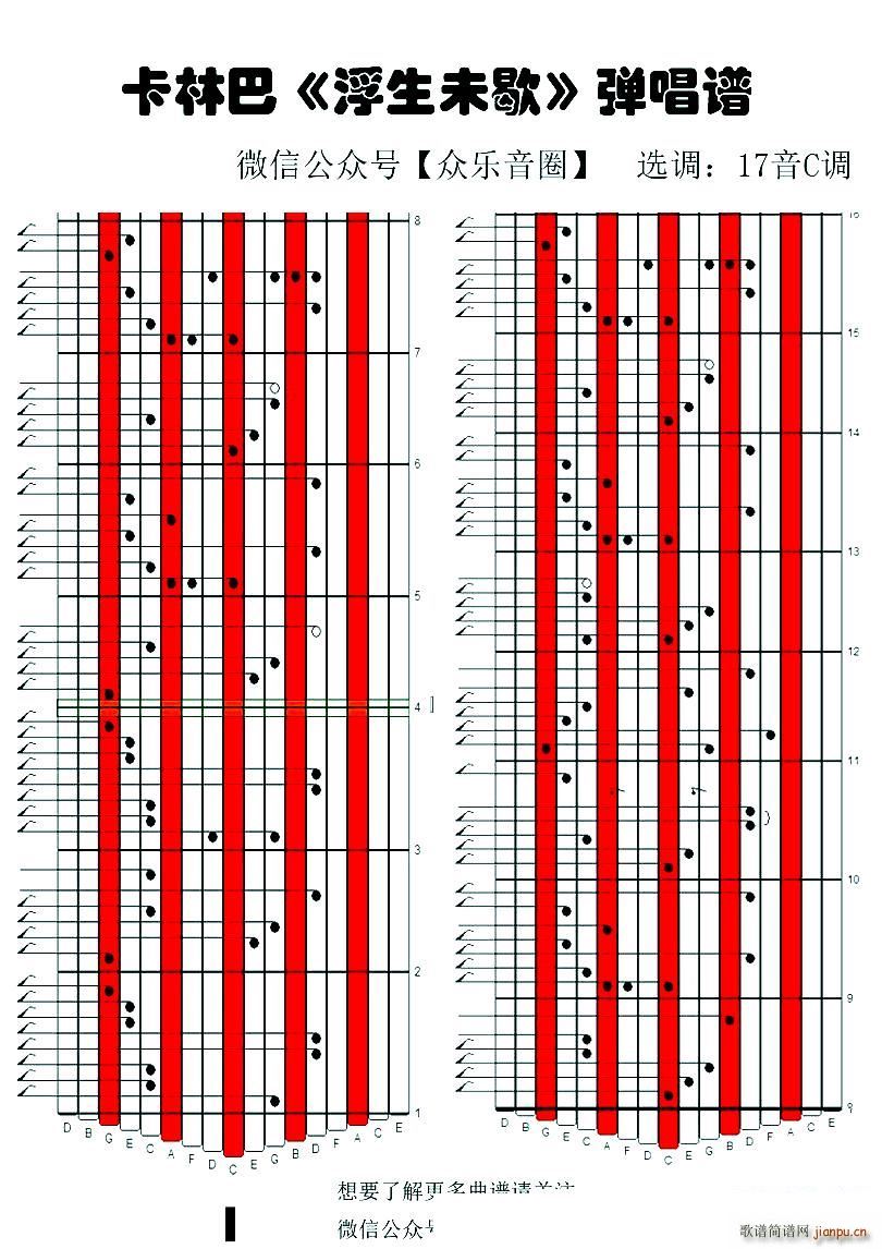 浮生未生 拇指琴卡林巴琴专用谱(十字及以上)1