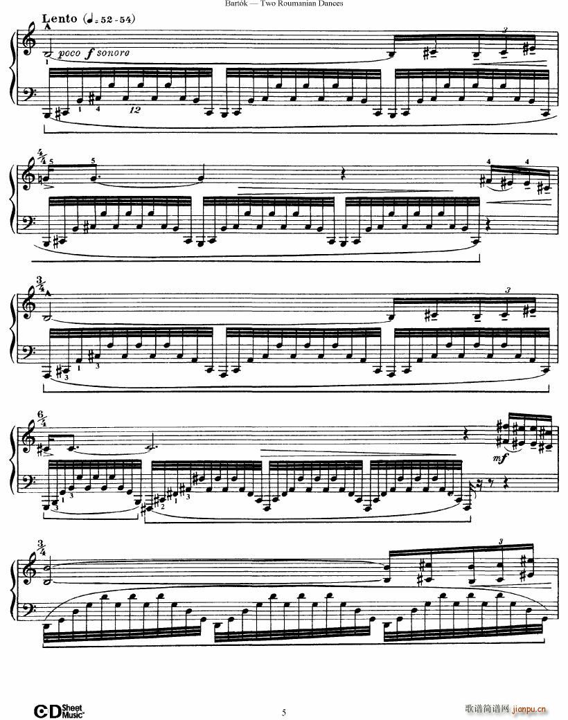 Bartok SZ 43 Two romanian dances op8a(钢琴谱)5