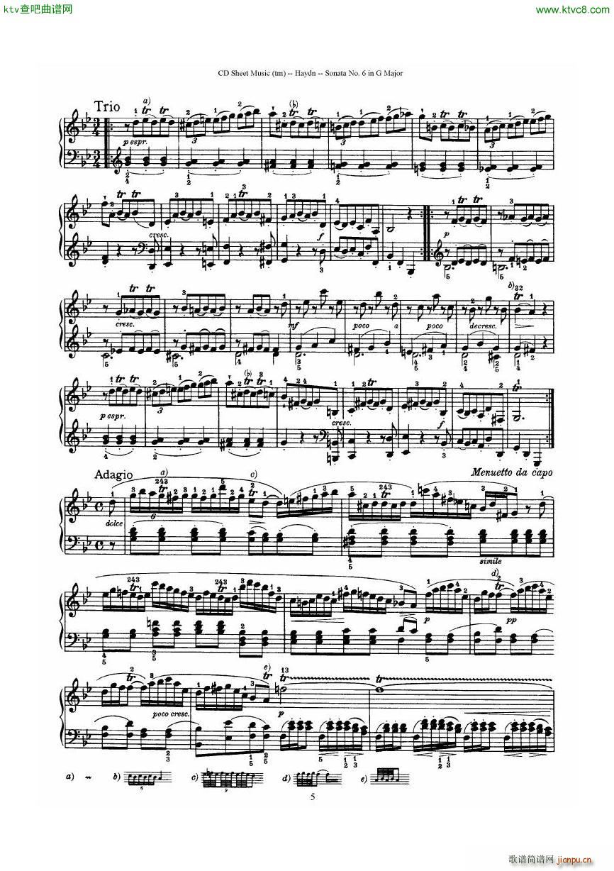 Haydn Joseph Sonata no 6 in G Major(钢琴谱)5