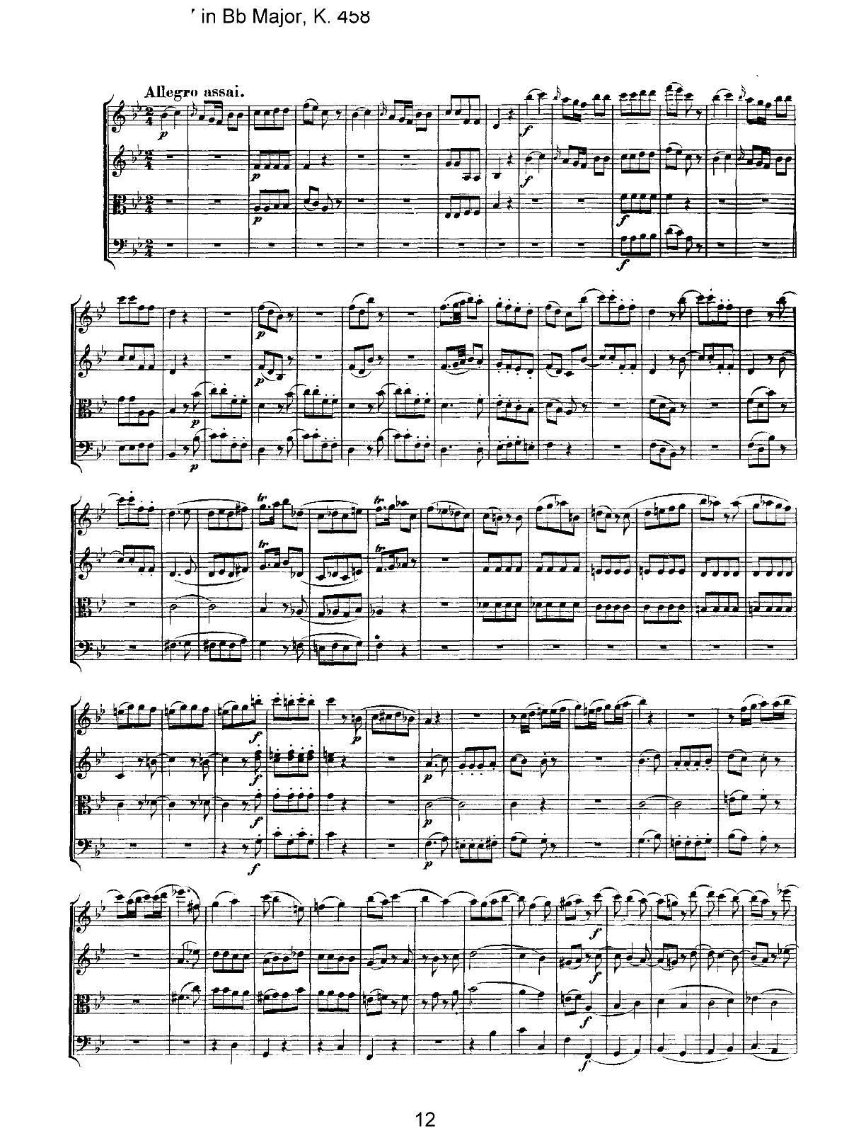 Mozart Quartet No 17 in Bb Major K 458(总谱)12