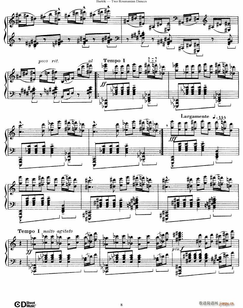 Bartok SZ 43 Two romanian dances op8a(钢琴谱)8