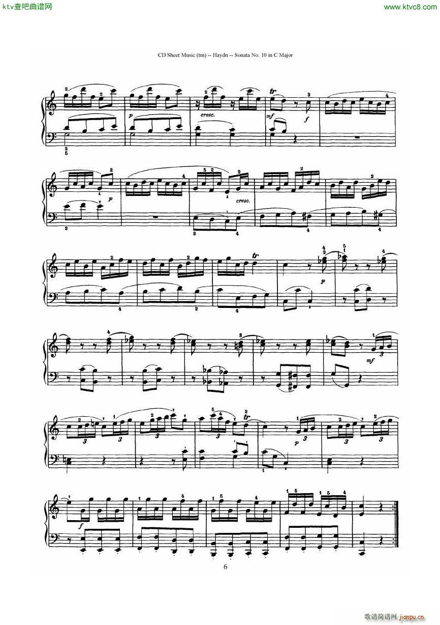 Haydn Joseph Sonata no 10 in C Major(钢琴谱)6