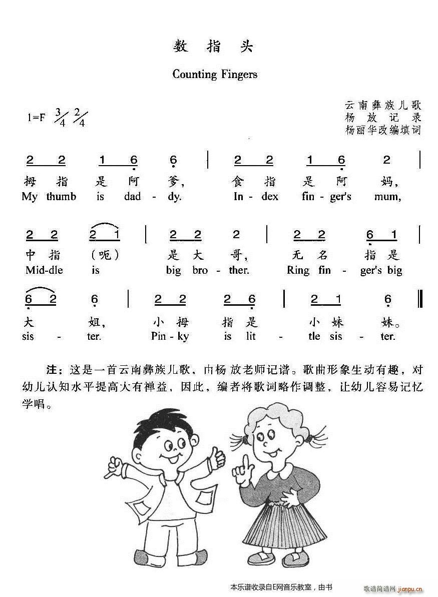 数指头 少儿歌曲(八字歌谱)1
